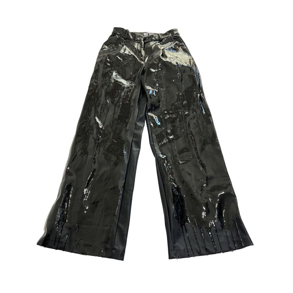 SC Straight Leg Latex Pants in Black